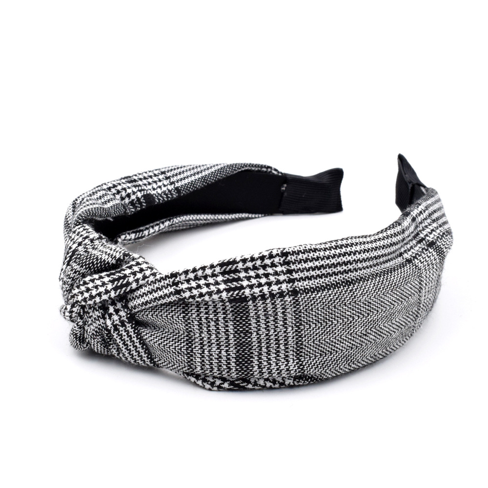 Classic  Wide-brim Small Plaid  Retro Plaid Embossed Headband   Wholesale display picture 5