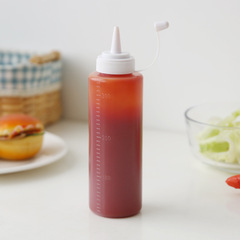 300ml Sharp-mouthed Plastic Juice Transparent Squeeze Sauce Bottle Household Measuring Scale Sauce Honey Tomato Salad Bottle