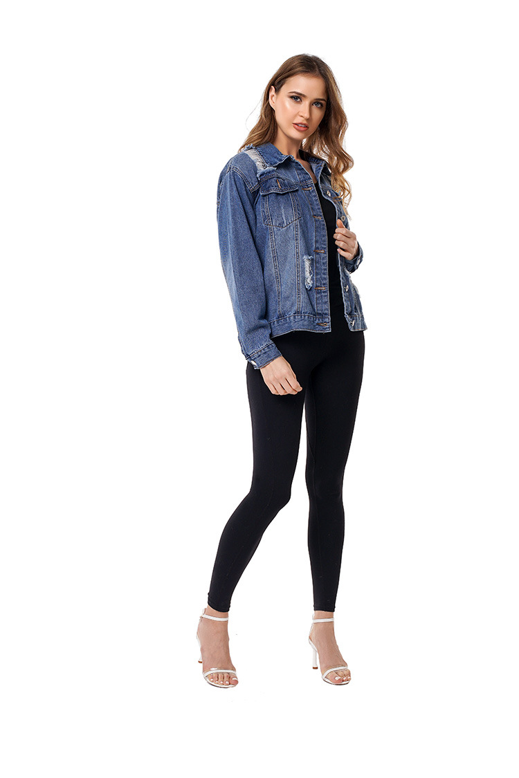 ripped loose denim jacket NSSY9165