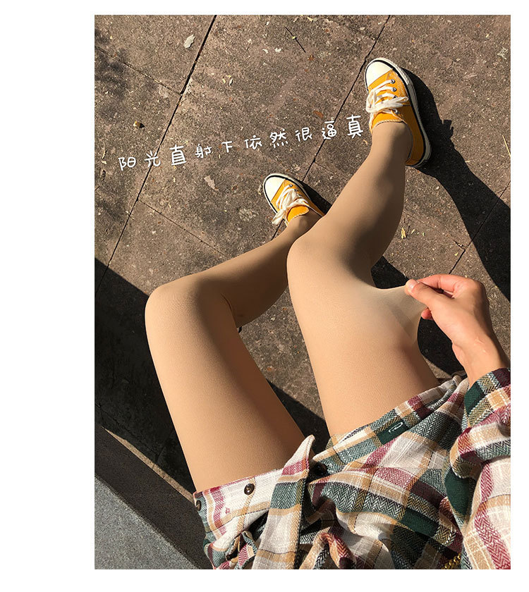 帮手描述图：秋冬光腿裸腿神器T裆肉色自然裸感加绒双层打底裤丝