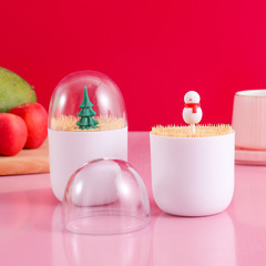 Yunfeng Creative Christmas Combo Cotton Swab Box Snowman Toothpick Box with Lid Dustproof Cotton Swab Box