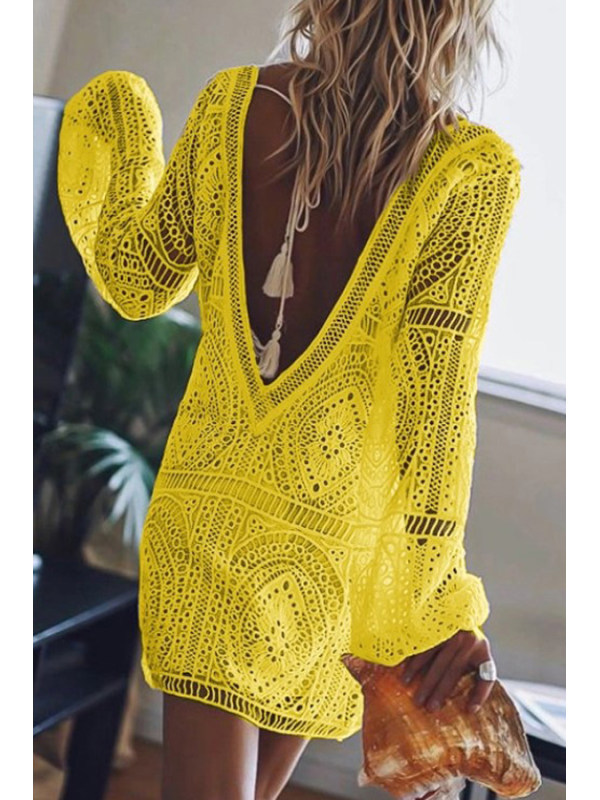 Women's Gender Temperament Commuter, British Style Style Wholesale Women's Temperament Commuter British Style Solid Color Daily Beach V Neck Long Sleeve One-Step Skirt