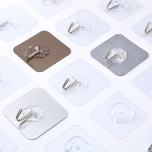 Transparent Seamless Strong Adhesive Hook No Punching Hook Bathroom Waterproof Nail-free Magic Sticker Wholesale Behind Kitchen Door