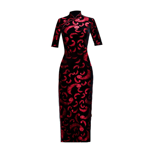 Chinese Dresses Qipao for women robe chinoise cheongsam Cashmere gilded cheongsam