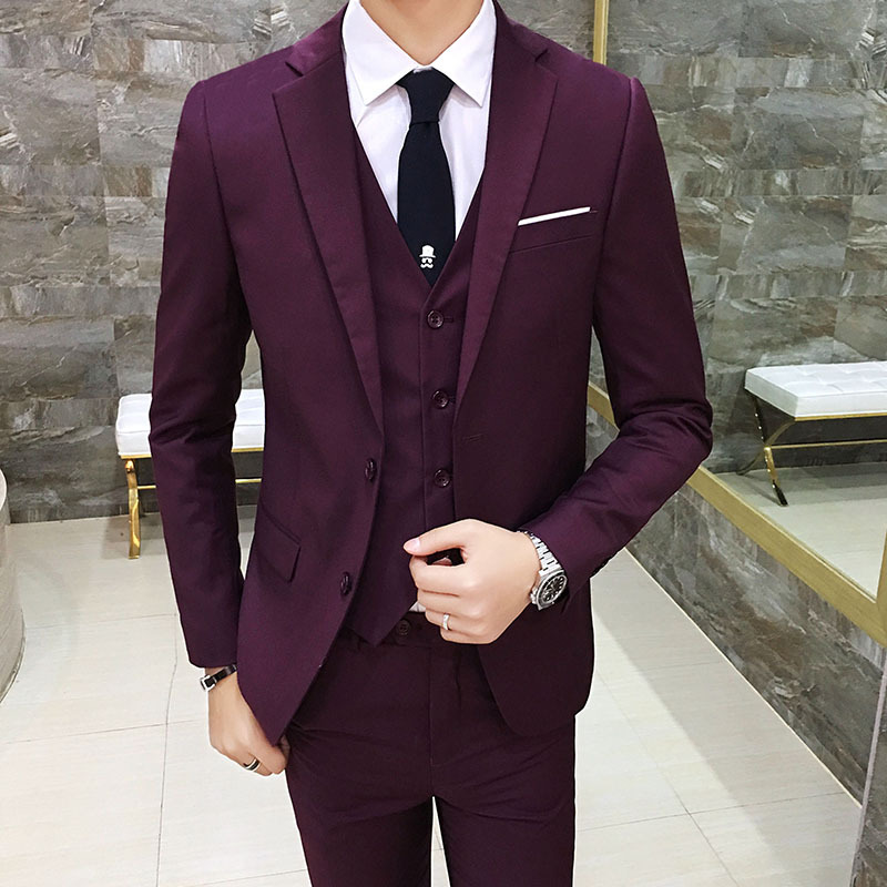 Traje formal traje de tres piezas traje de los hombres jóvenes guapo coreano slim fit traje novio vestido de novia estilo británico