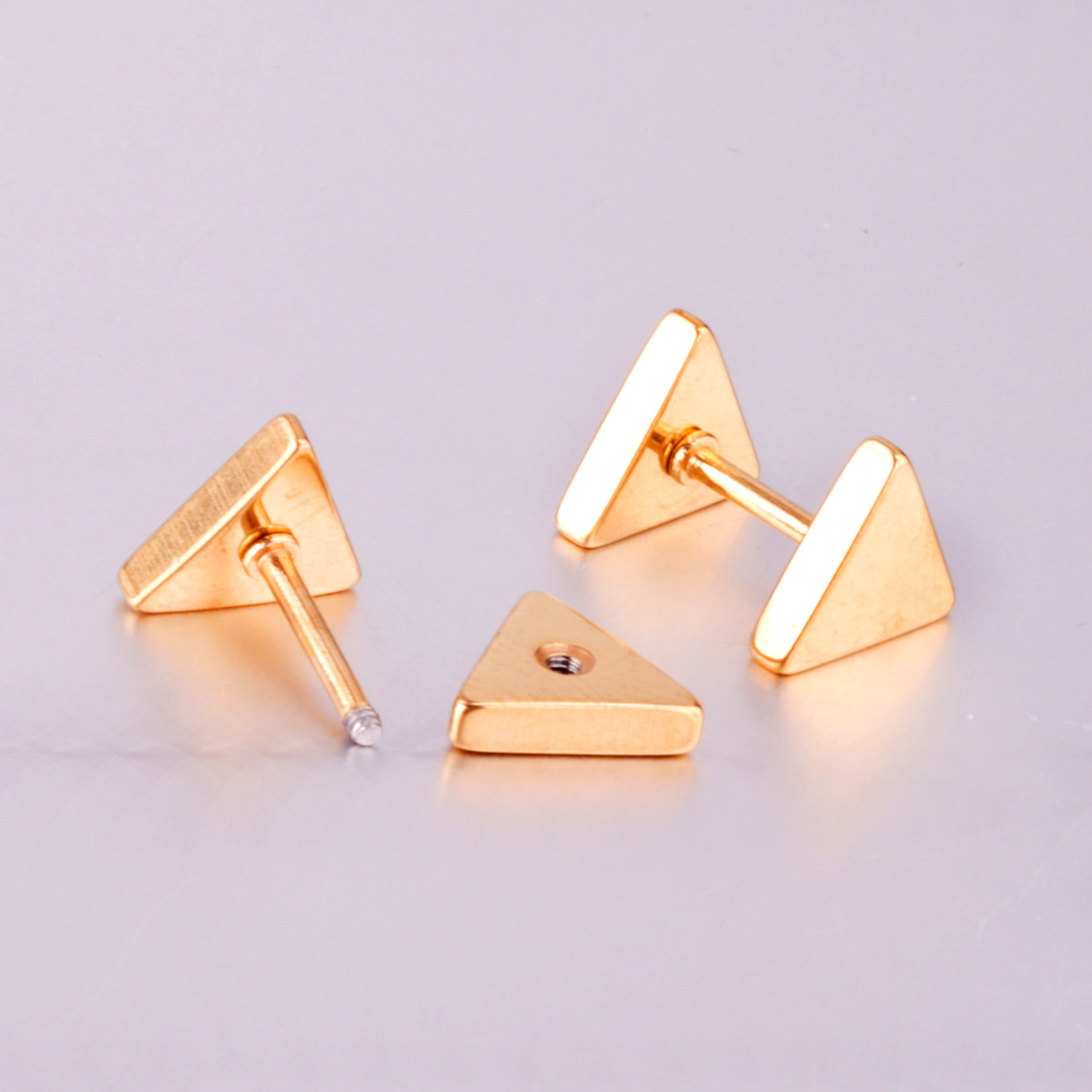 Simple Style Triangle Stainless Steel Plating Ear Studs 1 Pair display picture 8