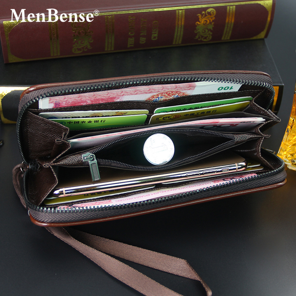 Nuevos hombres de la moda embrague largo gran capacidad negocios cremallera cartera pequeño bolso suministro directo fábrica