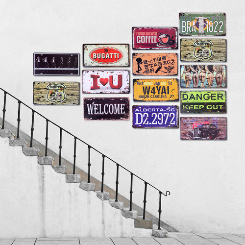 European retro iron plate license plate bar cafe personalized decoration home wall decoration wall sticker iron painting wall hanging