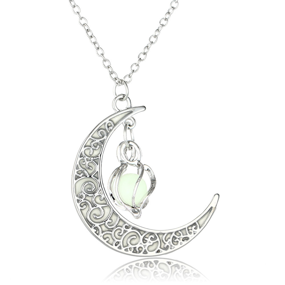 Hot Selling Hollow Spiral Moon Luminous Pendant Cyclone Luminous Bead Necklace Wholesale Nihaojewelry display picture 1