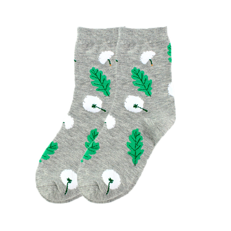 Women's Pastoral Leaves Flower Cotton Crew Socks A Pair display picture 8