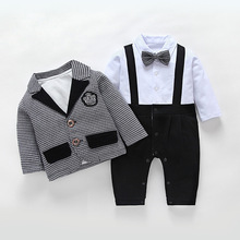 童裝批發一件代發韓版兩件套兒童服裝秋季長袖寶寶包屁嬰兒連體衣