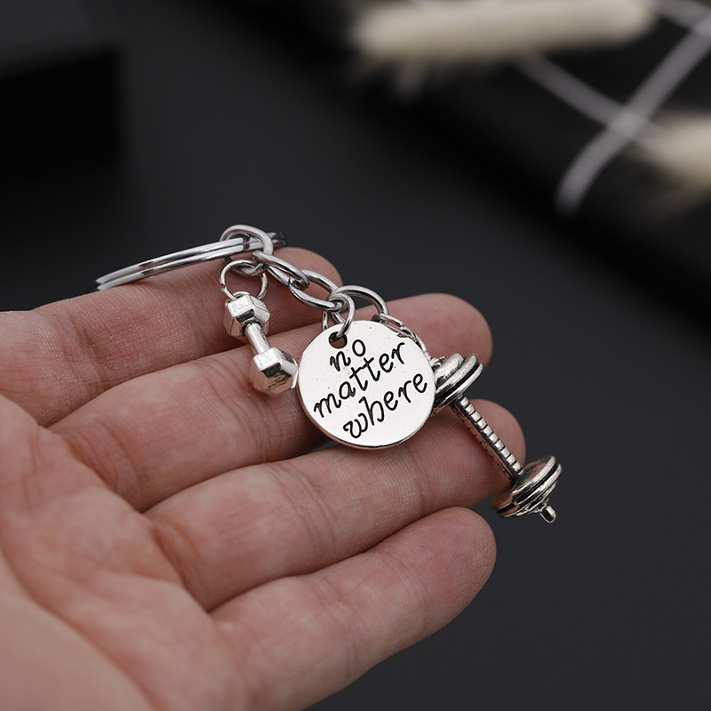 Explosion Key Chain Creative Fun Street Fitness Barbell English Letter Key Chain Wholesale Nihaojewelry display picture 3