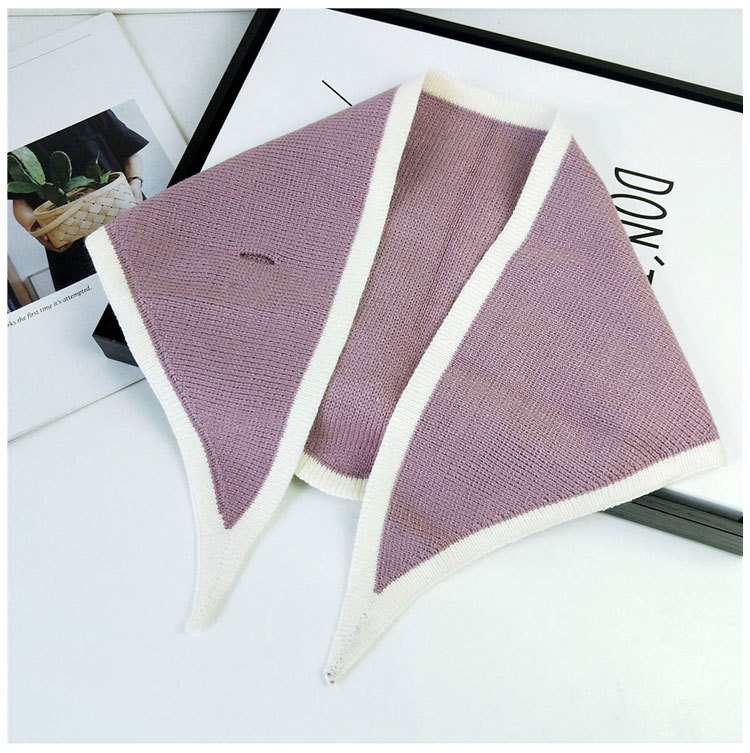 Triangle Towel Solid Color New Scarf Warm Knitted Wool Shawl display picture 4