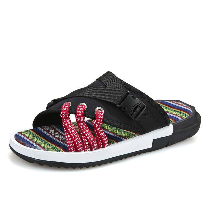2019年夏季时尚百搭拖鞋 男士沙滩街头休闲凉鞋一字拖 一件代发|ms
