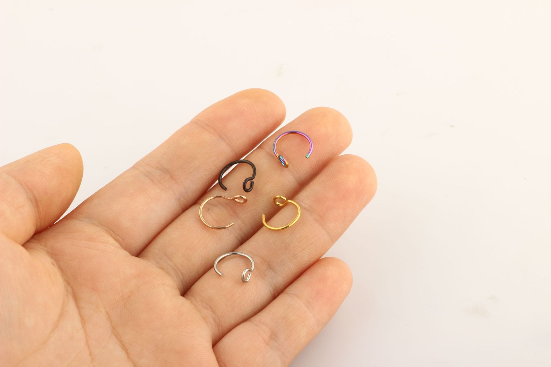 WISH Hot Stainless Steel Fake Nose Ring Nose Stud Nose Septum Earrings Body Piercing Jewelry Geometric Dark Blue detail image 9