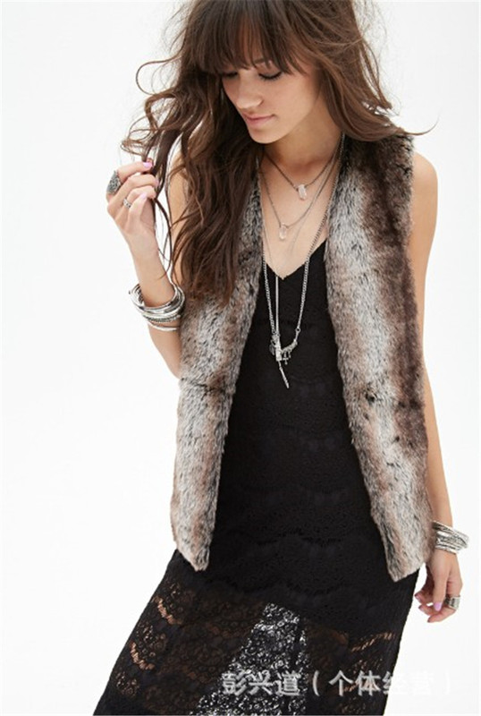 Promotion of foreign trade imitation fur vest slim women's fur vest European and American AliExpress hot 8008