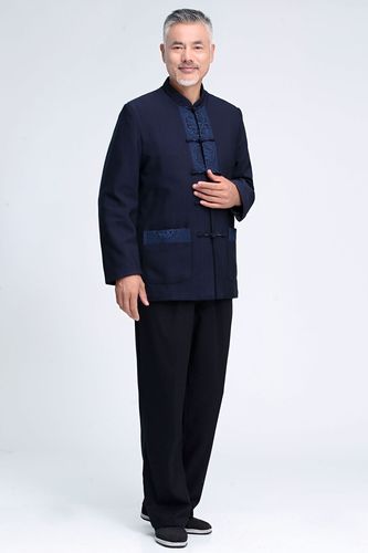 Tang Suit Chinese style linen Tang Men's long sleeve shirt cover