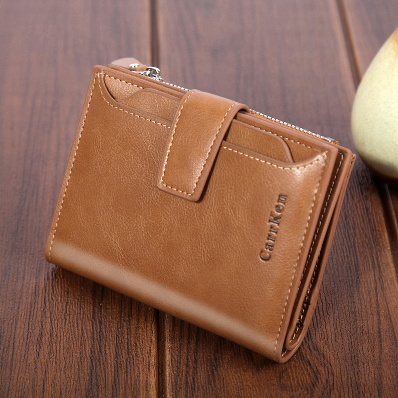 Hengsheng men's wallet short wallet button large capacity zipper oil wax leather soft leather coin purse cross-border e-commerce Hengsheng men's wallet short wallet button large capacity zipper oil wax leather soft leather coin purse cross-border e-commerce