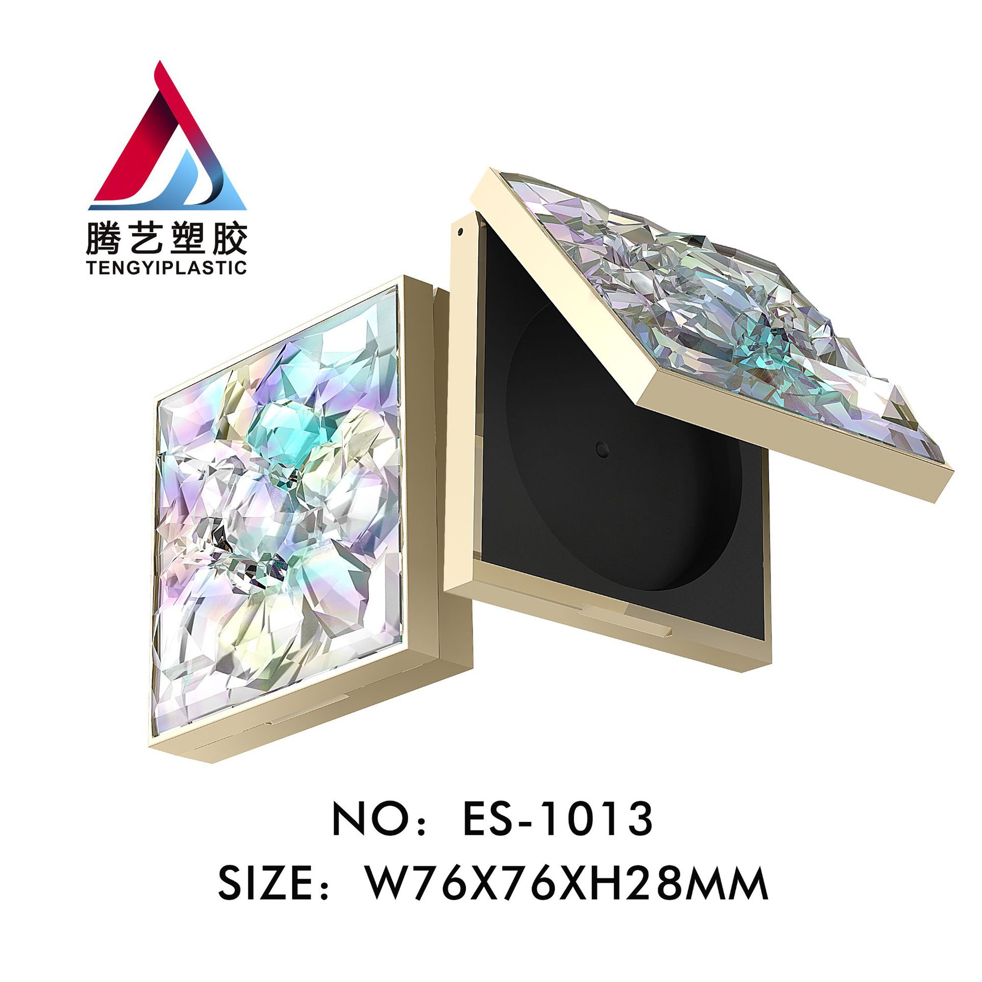 方形幻彩钻石片磁铁眼影盘磁吸式珍珠贴皮粉饼盒包材