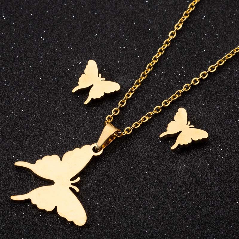 Fashion Butterfly Stainless Steel Plating Jewelry Set 2 Pieces display picture 5