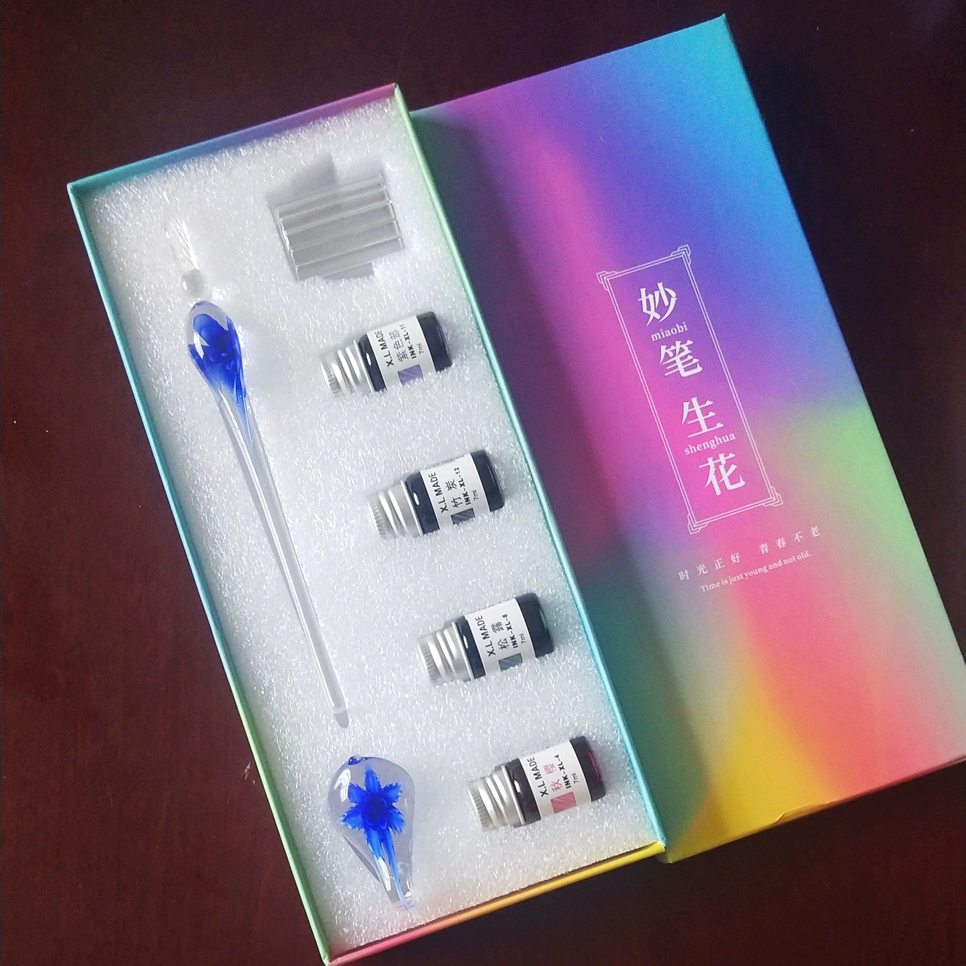 Glass set, gift box, rollerball pen, Birthday gift