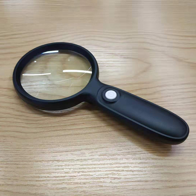 新款扩大镜手持带LED灯高倍高清老人阅读维修3倍玻璃放大镜88012