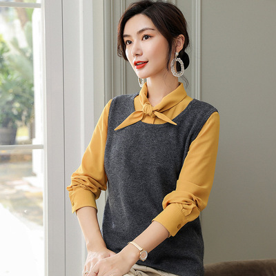 2019秋冬新款羊绒衫女圆领外穿吊带针织羊毛马甲短款套头毛衣打底|ms