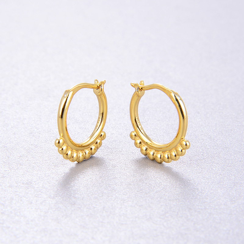 Korean Fashion New Golden Round Beads Tassel Earrings display picture 1