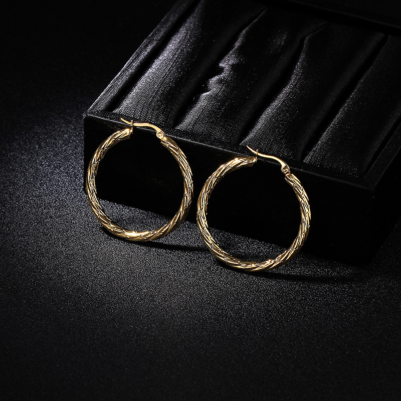 Titanium&Stainless Steel Fashion Geometric earring(Gold 3.5cm)Fine Jewelry NHIM1674-Gold-3.5cm