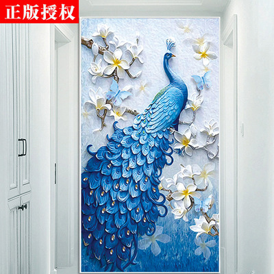 Genuine Authorize Foreign trade Explosive money wish New Cross Stitch 5d Diamonds Blue Peacock Full bore diy Vertical plate customization