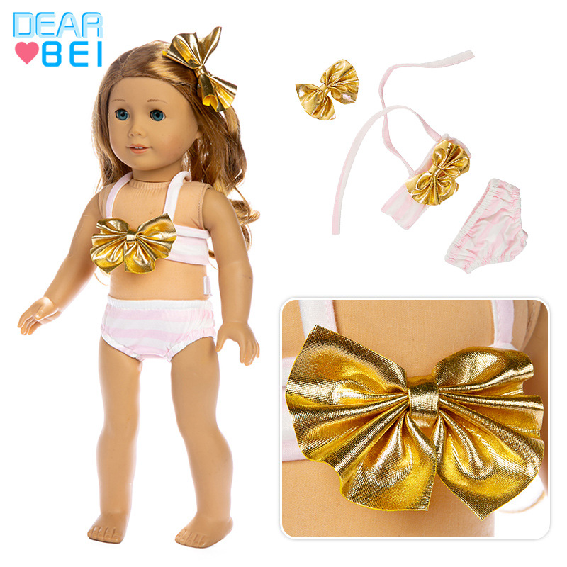 128g Weight White, Yellow Color 18 Inch American Girl Doll Bikini Set 43cm Sham Doll Clothes Wholesale 2