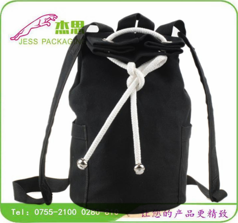 设计新款潮流帆布双肩背包大容量运动抽绳束口袋量大从优