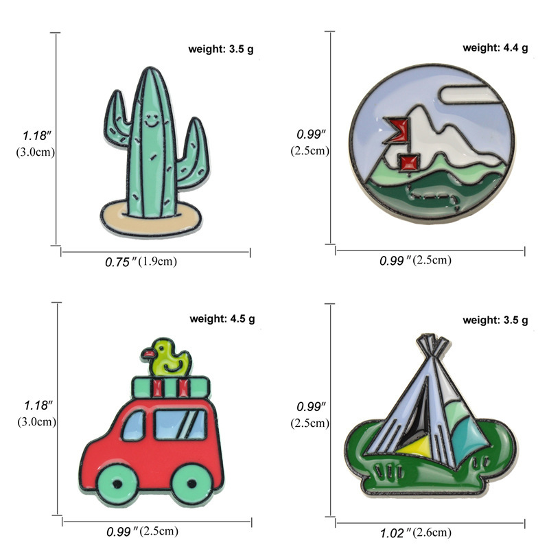 Creative Tent Car Plant Cactus Flower Badge Dripping Oil Brooch display picture 2