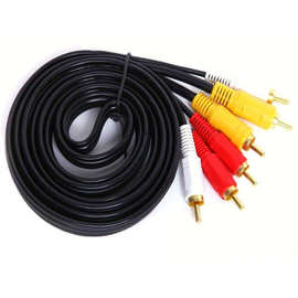 AV线莲花头三分三线1.5/3/5/15米 音频线DVD连电视机音响三通线铜