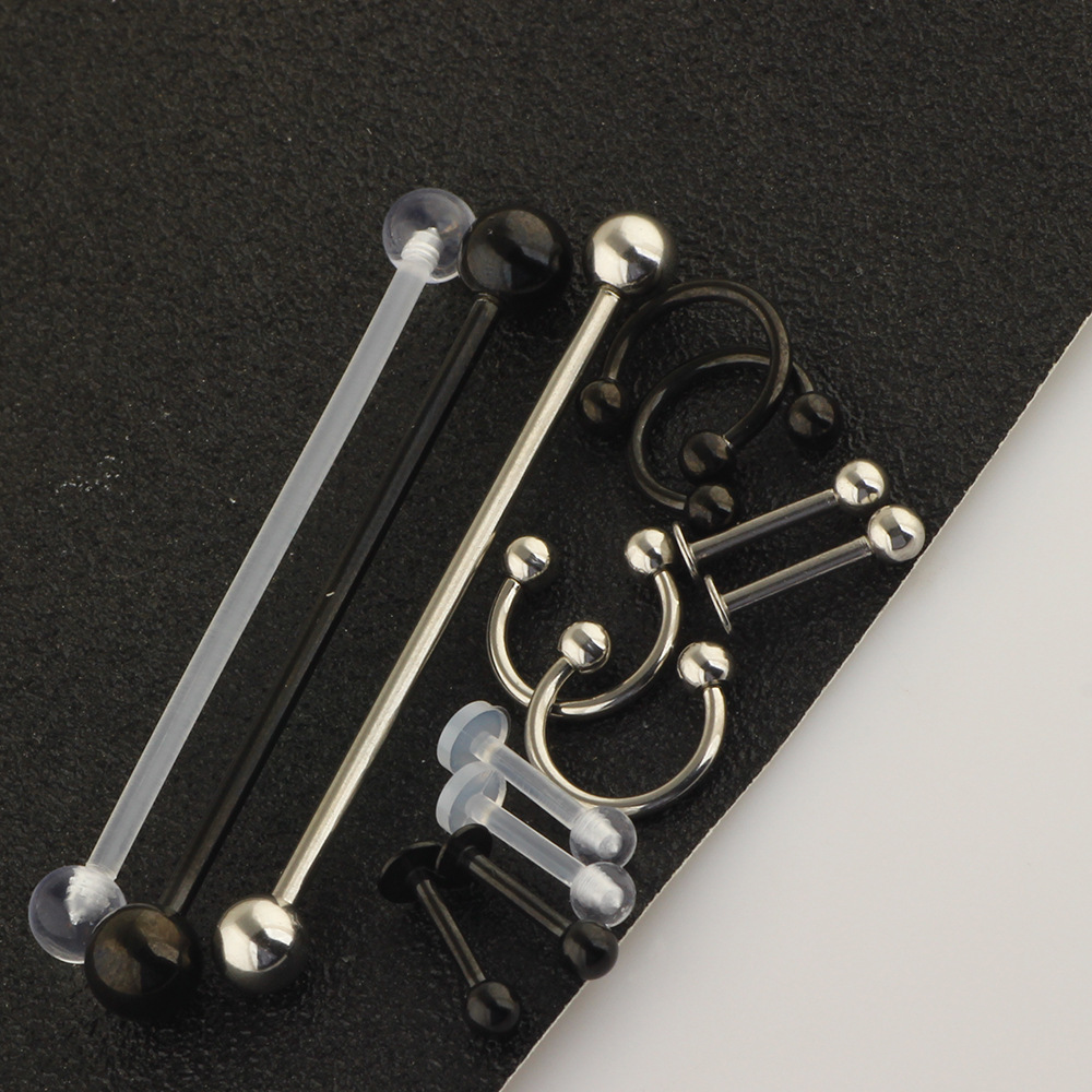 13 Pcs Body Piercing Jewelry Set Nose Ring Nose Stud Lip Ring Industrial Barbell Earrings Stainless Steel Rose Gold detail image 22