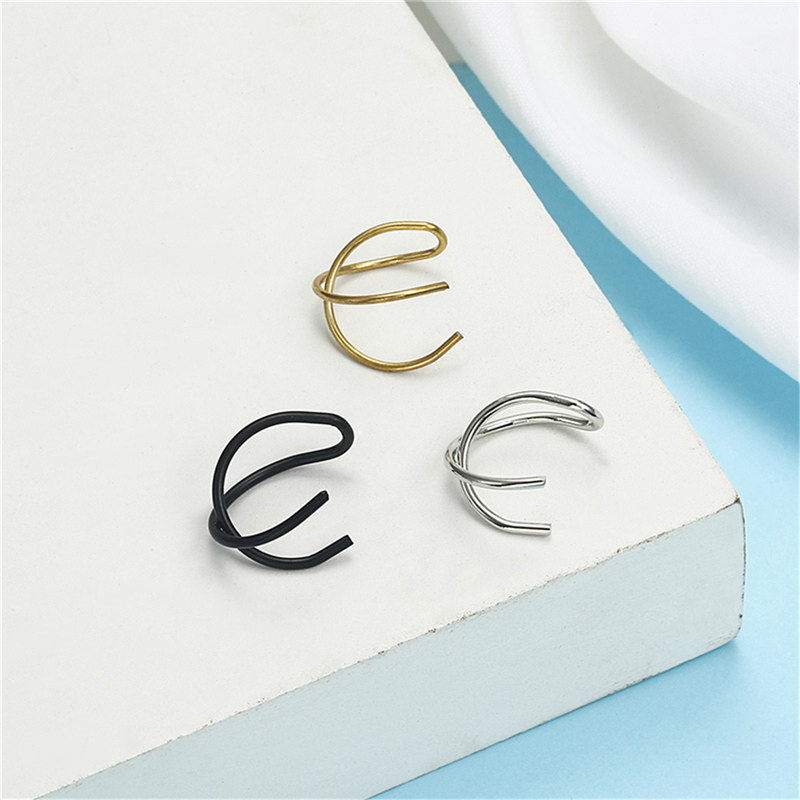 Korean Fashion New Simple Cross Ear Clip Double C Cartilage U-shaped Double Pierced Ear Studs Wholesale display picture 4