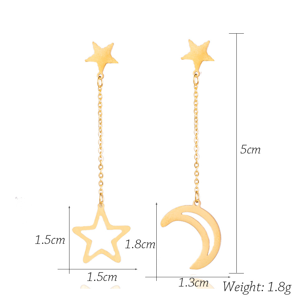 Fashion Moon Star Tassel Drop Water Earrings display picture 1