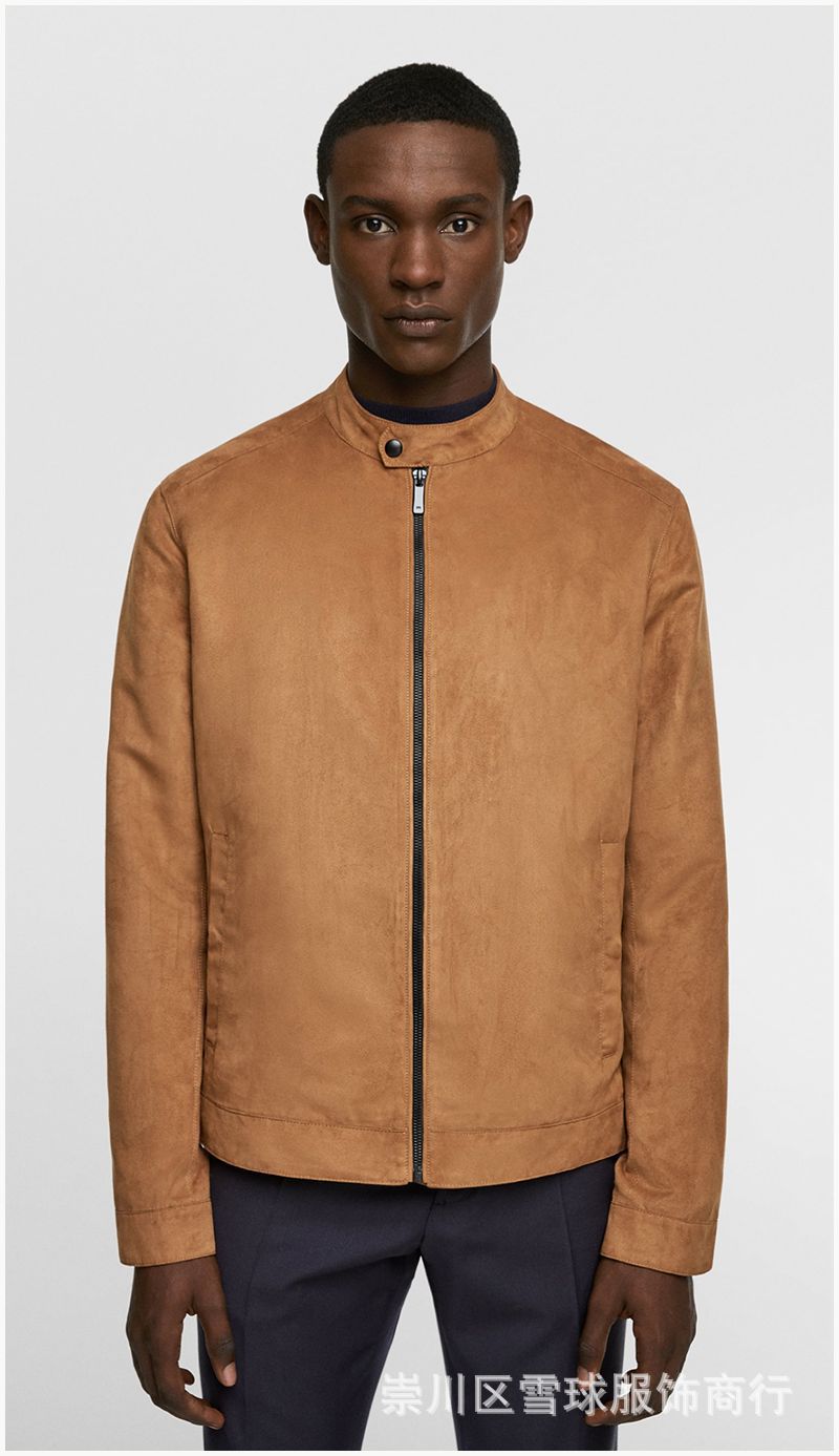 2019秋季新款za绒面夹克男立领修身青年大码欧美潮流男装外套外贸|ms