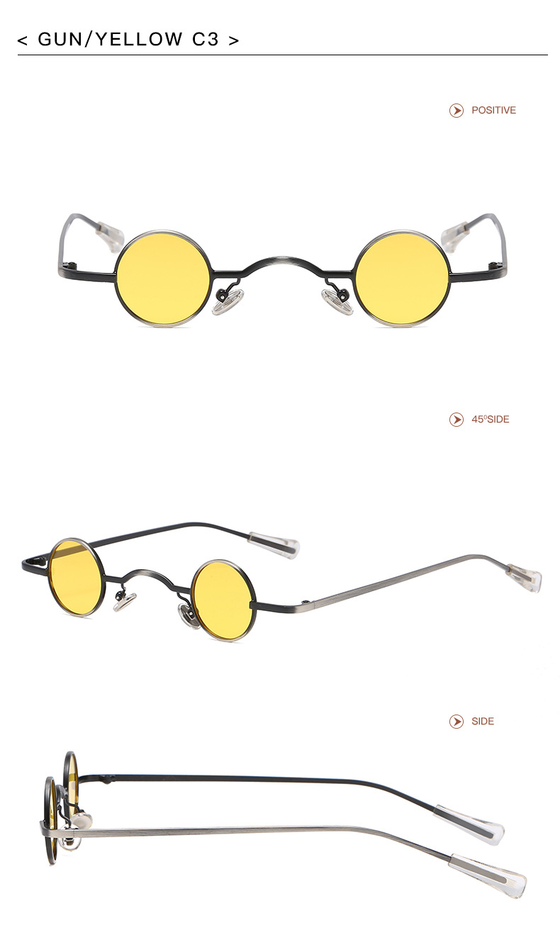 30g Weight Full Frame Glasses Structure Sunglasses Classification Tac, UV400 Protection Lens Material Round Frame Glasses Style Party, Stage Occasion Solid Color Pattern All Seasons Season Women's Gender Retro, Punk Style Retro Punk Solid Color Tac UV400 Protection Round Frame Full Frame Women's Sunglasses 14