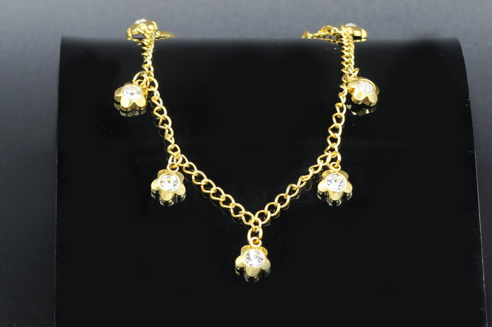 Fashion Geometric Stainless Steel Inlay Zircon Womenu0027S Anklet 1 Piece