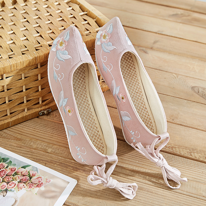 Ancient chinese hanfu kimono dress shoes for children Hanfu shoes embroidered shoes Bow Shoes for women