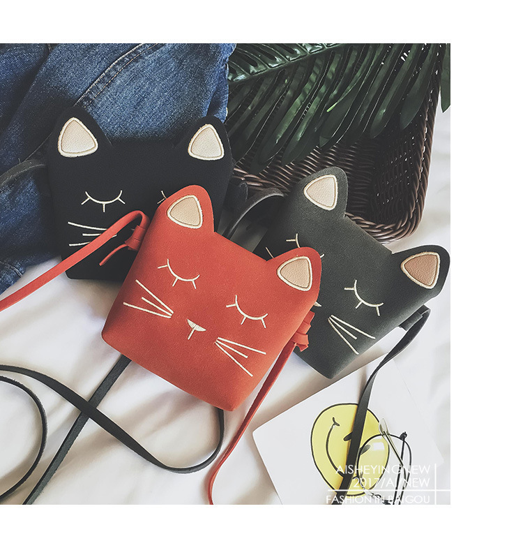 172g Weight Polyester Lining Material Zipper Closure Type Single Shoulder Strap Strap Type Crossbody Bag Bags Type Daily, Shopping Occasion Pu Leather Material Cat, Solid Color Pattern All Seasons Season Kid'S Gender Cute Style Square Shape Kid'S Pu Leather Cat Solid Color Cute Square Zipper Crossbody Bag 2