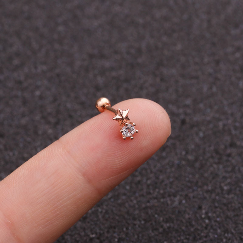 Ear Cartilage Rings & Studs Fashion Star 316 Stainless Steel  Copper Zircon display picture 16