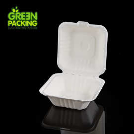 6寸翻盖（汉堡）盒可降解纸材质 一次性餐盒饭盒