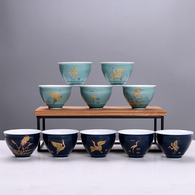Celadon Tea cup Single cup originality Ji Blue master Ding Kungfu Online tea set ceramics teacup customized