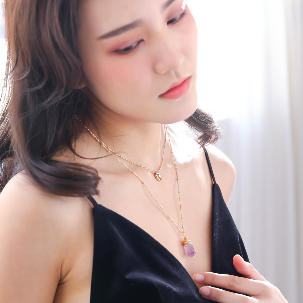 Fashion Purple Natural Stone Multi-layer Necklace Wholesale display picture 10