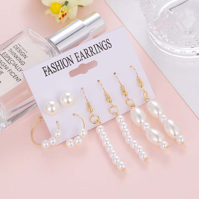 Women's Simple Pearl Earrings Four-piece Suit display picture 3