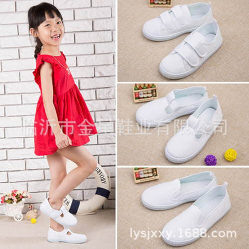 2024 Summer Low-top Solid Color Children's White Shoes Multi-Color Children's Shoes Soft Sole Slip-on Kindergarten Canvas Shoes Wholesale