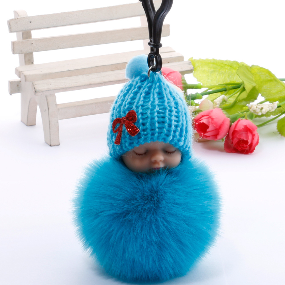 hotsale fashion new quality cute sleeping doll fur ball key ring Meng baby coin purse key pendant wholesalepicture10