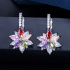 Universal fresh earrings, multicoloured zirconium, Korean style, simple and elegant design, flowered